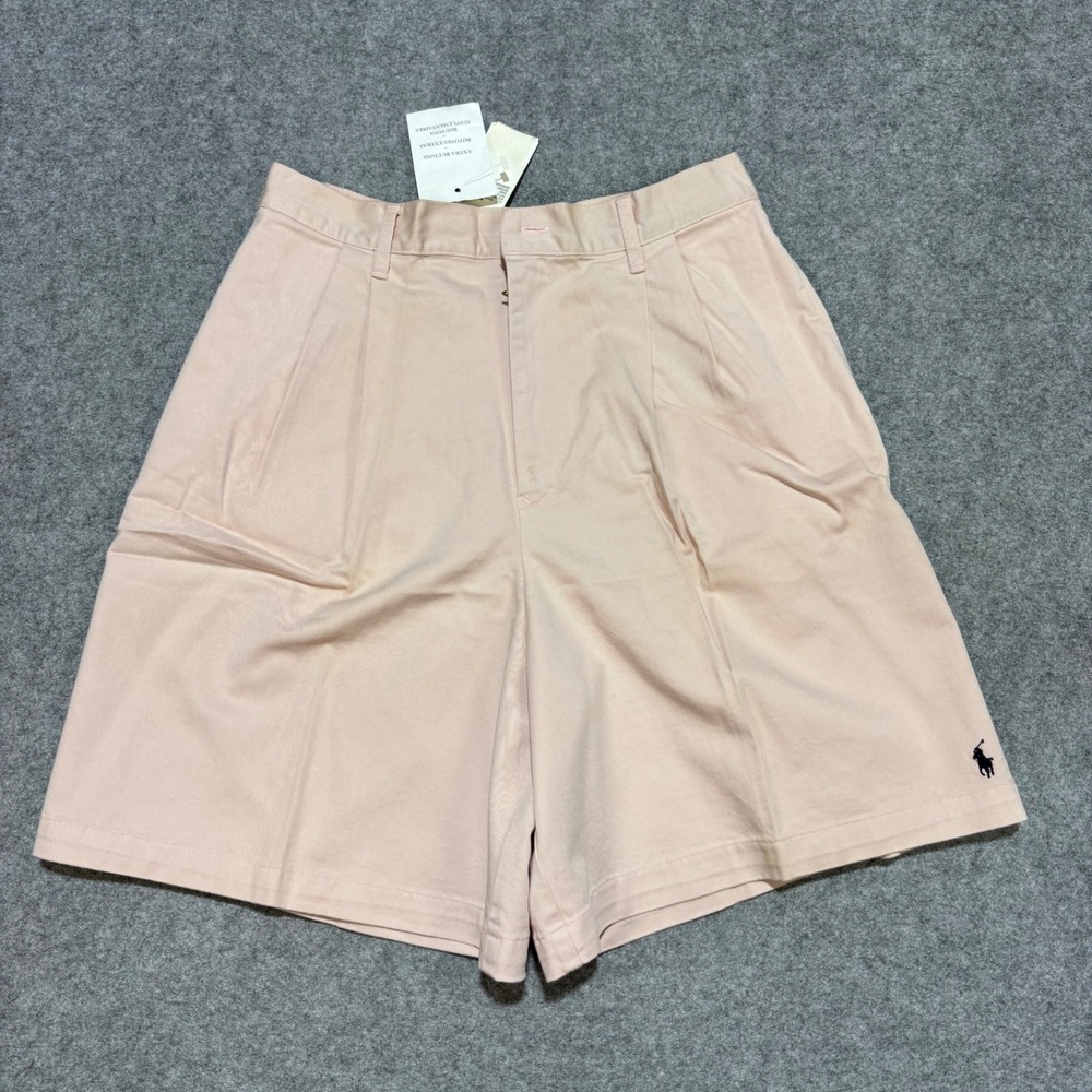 Ralph Lauren Vintage Pink Pleated Chino Shorts Women Size 12 Made in USA NWT